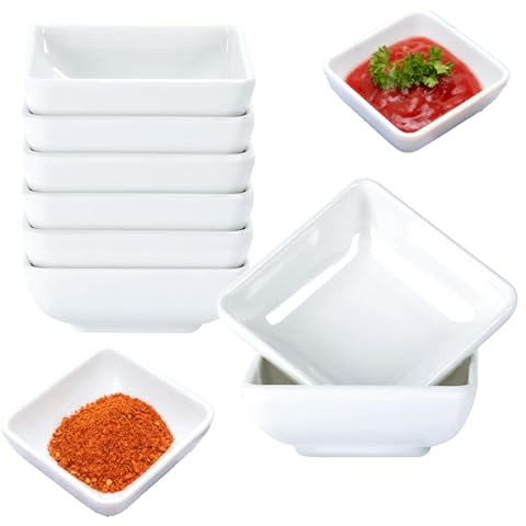 afhgdjr 8 Pcs Schälchen,Dip Schälchen,Dipschalen Set,Kleine Schälchen,Mini Schüssel für Soße, Dipping, Gewürzen, Früchten, Snack (Weiß)