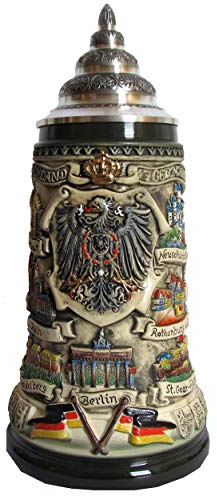 King German Beer Stein Deutschland Panorama Stein 0.4 Liter tankard, Beer Mug