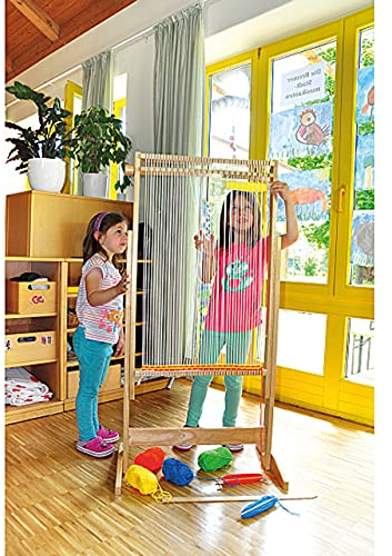 KL-Toys Riesen Webrahmen / Bodenaufsteller / Maße: 40 x 64 x 125 cm / Material: Holz, Baumwolle, Metall / für Kinder ab 3 Jahre
