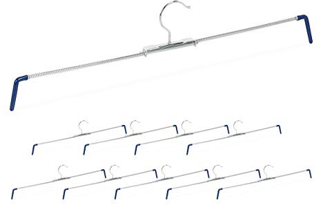 Relaxdays 20x Grucce per Pantaloni, Antiscivolo, per Gonne, Stampella a Spirale, Larghezza 30-50 cm, Argento/Blu