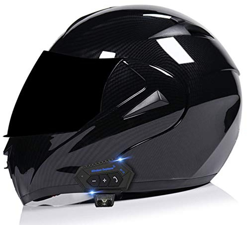 Integralhelm Mit Bluetooth, Klapphelm Motorradhelm Für Damen Und Herren ECE Genehmigt Roller-Helm Mit Doppelvisier Integriertes Intercom-Kommunikationssystem D,M