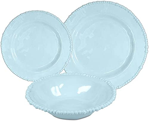Baci Milano Collection Joke Table & Kitchen Service d'assiettes de 18 pièces, couleur bleu clair