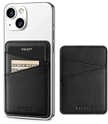 VULKIT Phone Card Holder Slim Leather Adhesive Pocket RFID Blocking Credit Card Sleeves Sticker for Back of Smartphone for Men or Women