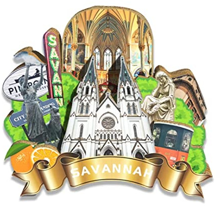 USA Savannah Magnet Kühlschrankmagnet Holz 3D Sehenswürdigkeiten Reise Sammlerstück Souvenirs Dekoration Handmade2