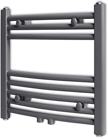 Bad-Heizkörper Gebogen Handtuchtrockner für Warmwasser BadHeizkörper Flach Handtuchwärmer Flachheizkörper Handtuchhalter, Grau 480x480 mm
