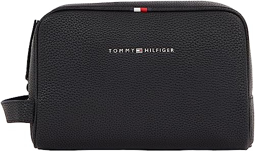 Tommy Hilfiger Herren Kulturbeutel Essential PU Washbag Kunstleder, Schwarz (Black), Einheitsgröße
