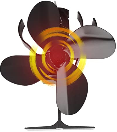 ciciglow Ofenventilator, 4 Blatt mit Wärmebetrieb für Holz/Holzofen/Kamin, 40 °C/350 °C, kein Strom erforderlich, wärmebetriebener Ofenventilator, effiziente Brennstoffeinsparung