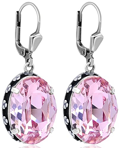 Ohrringe Silber Rosa Jugendstil Kristalle Kristalle aus Österreich Ohrhänger Silber NOBEL SCHMUCK