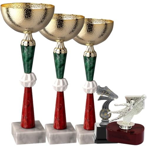 Hole Gadget Premiazioni Calcio Personalizzate Coppe, Trofei e Premi Sportivi Calcistici con Targhetta Personalizzata Premio Giocatore, Portiere, Capocannoniere e Squadra (Set Risparmio)
