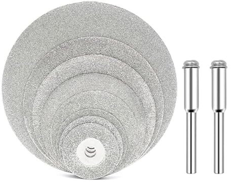 Bestgle 10pcs Diamond Cutting Discs Set, Mini HSS Saw Blades Cutting Wheels with 2 Mandrels, Rotary Tool Accessories 16–60mm for Wood, Plastic, Glass, Gem, Jade, and Metal