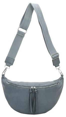 OBC Damen Tasche Crossbody Brusttasche Hüfttasche Schultertasche Umhängetasche Bauchtasche Gürteltasche Crossover Reisetasche Body Bag Kunstleder Jeans Blau M