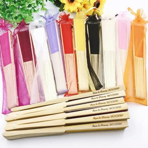 20 Stück Personalisierte Hochzeits-Gravur-Faltfächer, Personalisierte Namens-Hochzeitsfächer For Gäste, Tragbare Party-Hochzeitszubehör-Handfächer, Hochzeitsgeschenk-Dekoration