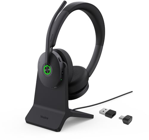 Yealink BH74 with Stand ANC Wireless Headset with Microphone for PC, Bluetooth Headset Noise Cancelling with 6 AI Mic, 32H Talk Time&Mute Button, Microsoft Teams Premium Open Office Certified for Work