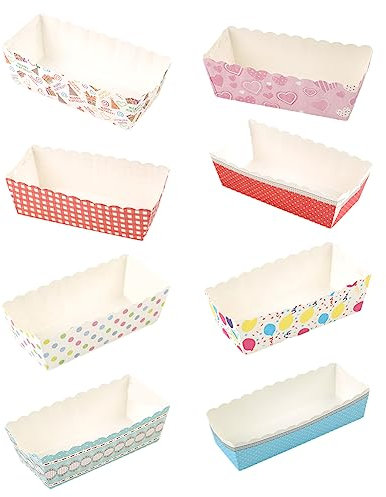 La carta da cottura 100 pezzi Mini scatole for plumcake, mini teglie rettangolari in carta for decorare torte e biscotti, colori casuali. Scatole for cupcake, pirottini for torte, scatole for cupcake