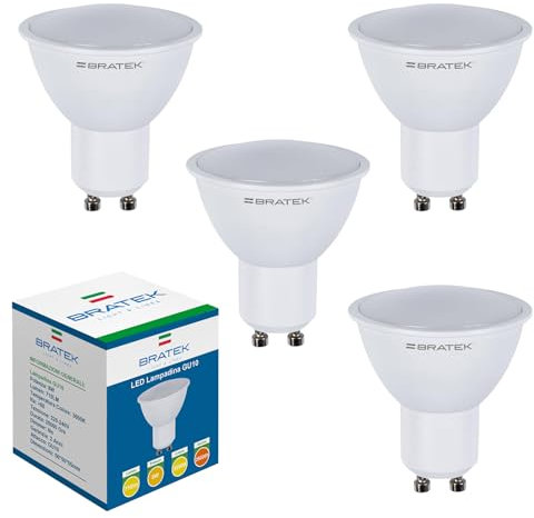 Bratek 4 Lampadine GU10 Led 4000k Luce Naturale 8w 710Lumen - Lampadine per Faretti Led Soffitto Equivalenti a Faretti GU10 Alogeni da 50w