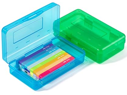 Mr. Pen- Clear Pencil Boxes, 2 Pack, Blue/Green, Snap-Tight Lid, Plastic Pencil Box Organizer, 7.9x4.5x2.4