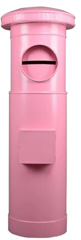 LMXRYPD Cassetta Postale Cilindriche in Ghisa, Cassetta Posta Decorative Artigianali, Cassette Postali per Esterno Verticali di Grande capacità, per Casa, Negozio, Parco Giochi(Pink,120cm/47.2in)