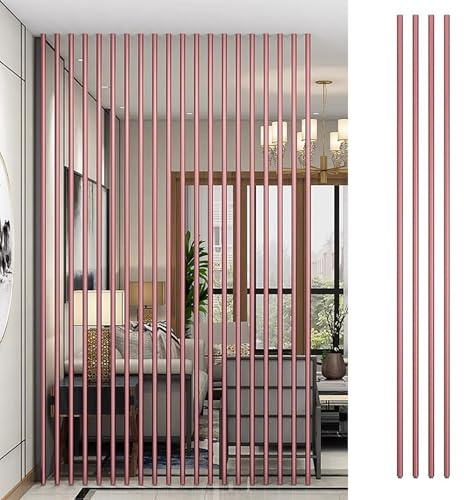 Paravent Raumteiler 4 Stück Raumteiler-Trennwandpfosten aus Metalllatten, Dekorative Trennwand von 30 Cm Bis 280 Cm, Höhenverstellbar, Moderne Vertikale Lamellen für Privatsphäre(Rose Gold,90cm(2.9ft)