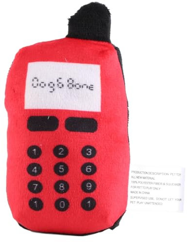 OKOVO Cell Phone Dog Toy,Funny Mobile Shape Stuffed Animals Pet Dogs Cats Teether Teething Sounding Interactive Chew Toy (Red)