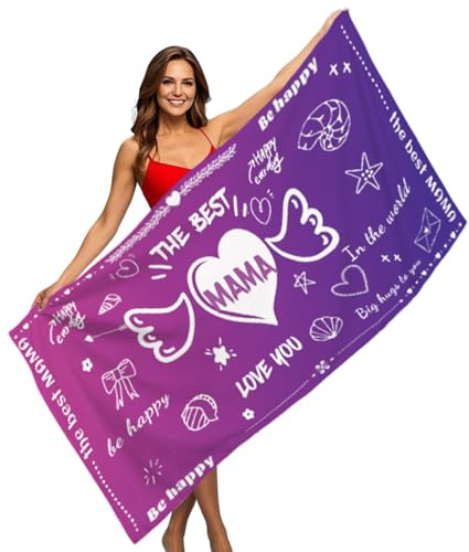 Rowjoy Mikrofaser Strandtuch Badetuch Geschenk für Muttertag 180x90cm Groß Strandtuch Handtücher für Strand, Pool, Schwimmen, Badezimmer