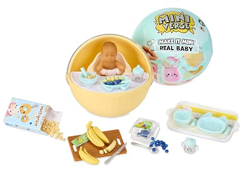MGA's Miniverse Make It Mini Real Baby Baby Food - Minibebés coleccionables con Accesorios de alimentación y réplicas Creativas de Alimentos, Ideal para +8 años