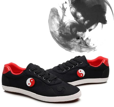 Taekwondo Shoes Men Martial Arts Shoes Lightweight Sport Boxing Karate Kung fu Tai chi Shoes for Children Unisex Canvas for Daily Training Morning Exercises Kung fu Shoes(Size:41EU,Color:Black)