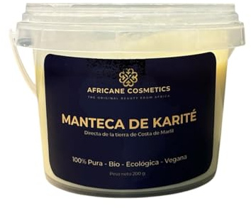 Africane Cosmetics Manteca de Karité Pura, Bio, Vegana, 1kg, de Costa de Marfil sin refinar