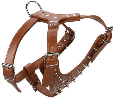 Supvox Outdoor-hundegeschirr Aus Pu Mit Metallnieten Multifunktionales Geschirr Für Haustiere Hundeweste Für Spaziergänge Und Training Verstellbar Für Kleine Und Große Welpen Tragbares