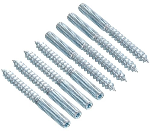 TA-VIGOR 32Pcs Hanger Bolts, M6x60mm Double Headed Bolts Self Tapping Screw, Double Ended Dowel Screws for Wood Joint Furniture