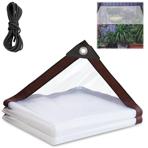 Bache avec Corde de 5 m 1x2 Bâche Transparente avec Oeillets en PP Couverture Demenagement Bache Bassin Piscine Bois Bâche Ramassage Haie Copri Stendino da Esterno pour Barnum Terrasse Mobil Home