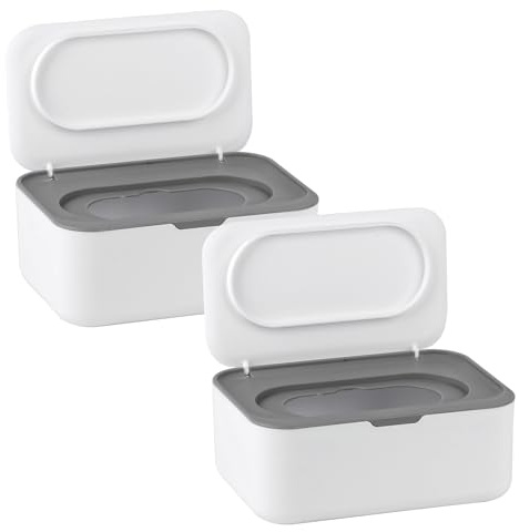 2 PCS Wipes Dispenser Case Box, Baby Wipes Box Dispenser, Dry Wet Tissue Paper Case Holder, Tissue Storage Box Case with Lid, Keep Wipes Fresh, Nappy Box Organiser Storage for Office, Home Accessories