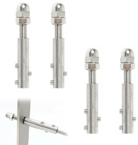 4 Pcs Tendeur Cable Inox,Câble Métallique pour Garde-corps en Acier Inoxydable Ajustables,Serre-Câble En Acier Inoxydable Conçu Pour Fixation Et Tension Câbles Remplissage De Garde-Corps,Balustrades