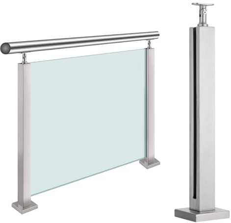Sistema de barandilla de vidrio para interiores, soportes de poste duraderos con base para balcones, escaleras, cubiertas y villas, elegantes postes de barandilla de vidrio para el hogar, terraza y