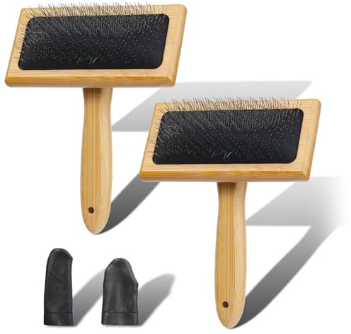 Jrudjsnhhty 2Pcs Wooden Wool Carders Needle Felting Tools Wool Carding Brush for Wool, Fibers, Cat, Dogs, Wooden Wool Carders Brush for Wool Felting Crafts