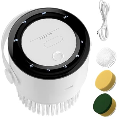 Limpiador eléctrico para ducha | Potente cepillo recargable de 1200 mAh | potente limpiador automático para uso intensivo con 3 cabezales intercambiables | para juntas de ducha