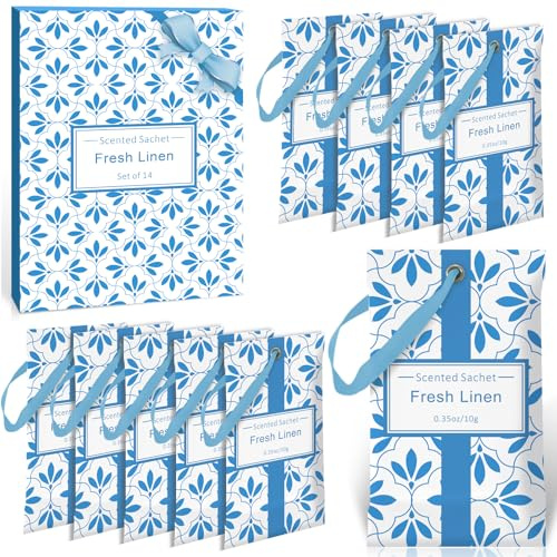 Sachet Parfumé, Lin Parfum, pour Armoire à Tiroirs, Chambre à Vêtements, Placard Et Voiture, Parfum Agréable Et Frais (14 Sachets)