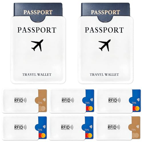 Liuliushun 6 Pz Porta Carte di Credito Schermato e 2 Custodie per Passaporti, custodie porta carte rfid, custodie protettive NFC con blocco RFID per cartes di credito bancarie uomo donna