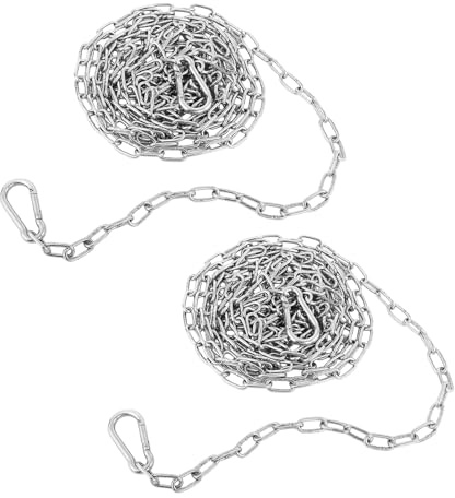 2 cadenas de acero inoxidable por metros, 3 mm, 1,5 m, cadena de acero inoxidable con mosquetón, cadena de acero inoxidable, cadena de eslabones, cadena de metal, cadena redonda para perros, cadena de