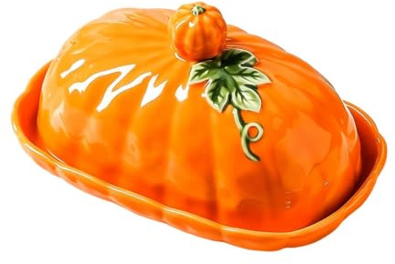 Pumpaformad Smörask Keramiskt Thanksgiving-Ostfat Med Lock