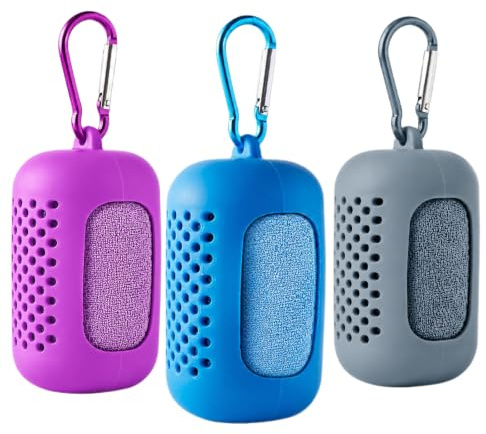 Generisch 3 Stück Kühlendes Handtuch Kühlhandtuch Cooling Towel Kühlendes Handtuch Kühltücher Sporthandtuch Kühlende Handtücher Fitness Outdoor Sports 80x30cm (Lila Grau Blau)