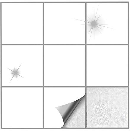 Kiwistar Fliesenaufkleber Weiss 10 Glänzend - 20 x 20 cm - 50 Stück - Klebefliesen Fliesenmuster Stickerfliesen Wandfliesen überkleben