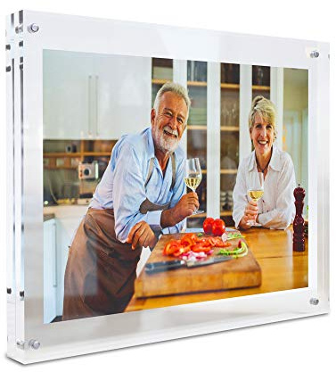 MIRA-K | Crystal Memories | Acrylic Picture Frame 8x10 with Magnetic Closure | Lucite Photo Frame for Tabletop | Decorative Display for Tickets, Postcards and Awards