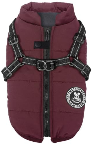 Poseca Kleidung für kleine Hunde – Wintermantel, wasserdicht, warme Weste, Jacke mit Geschirr