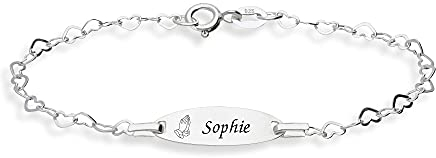 LaraZeidler Berlin Mädchen Kinder Armband zur Kommunion Gravur 925 Silber 16cm Kinderarmband zur Geburt Taufe Taufgeschenk für Mädchen personalisierte Glücksbringer