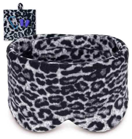 Máscara Sueño 100% Algodón Modal - Antifaz Grande Ajustable con Cierre de Ajuste, Ultra Suave para Viajes/Dormir (Unisex) - Leopardo Negro