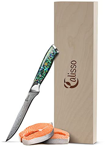 Calisso Filetiermesser 67 Lagen Damaststahl - Damastmesser, Küchenmesser, Ausbeinmesser, Messer