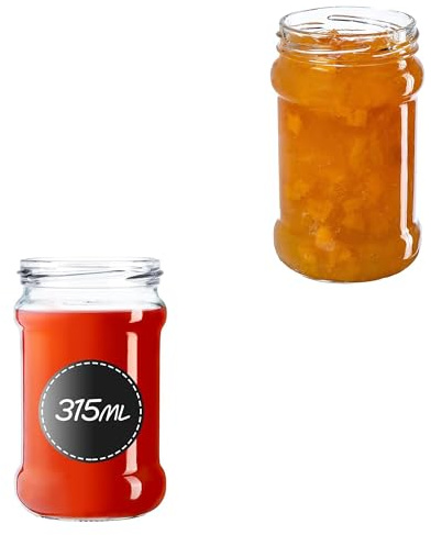 KADAX Lot de 100 petits pots en verre 315 ml, fi66, Pots pour miel, pots à confiture, pots hermétiques, pot de conserve, pots ronds, pots à confiture, pots à miel (100 pièces, sans couvercle)