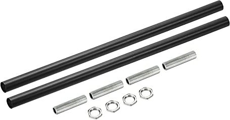 sourcing map Éclairage Luminaire Fixation Fileté Extension Tige Trousse, M10 Filetage 9.8 Accouplement Écrou Rond Manchon Connecteur Fileté Tuyau Hexagonal Écrou, Noir 2 Ensemble