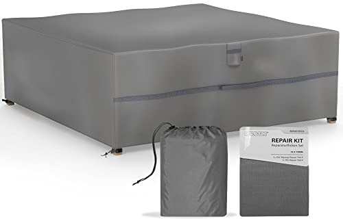 SANZARO Gartenmöbel Abdeckung für Loungemöbel Winterfest | RipStop-Technologie mit 600D Oxford Gewebe | 320g Reißfest und UV-Beständig | Wasserdichte Abdeckhaube für Outdoor Möbelsets 237x237x80cm