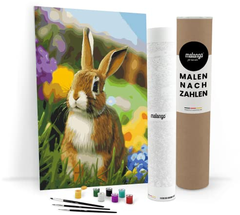 malango Malen nach Zahlen Erwachsene - Osterhase Otto 120 x 80 cm groß XXL Premium-Malset ohne Rahmen, Hergestellt in unserer Produktion in Deutschland, Kreative